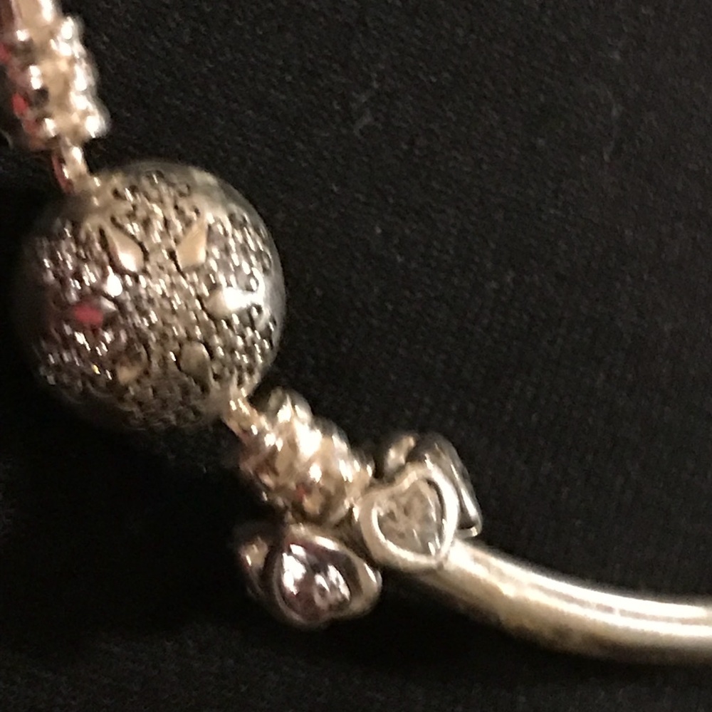 Pandora Bangle Bracelet with CZ heart charm
